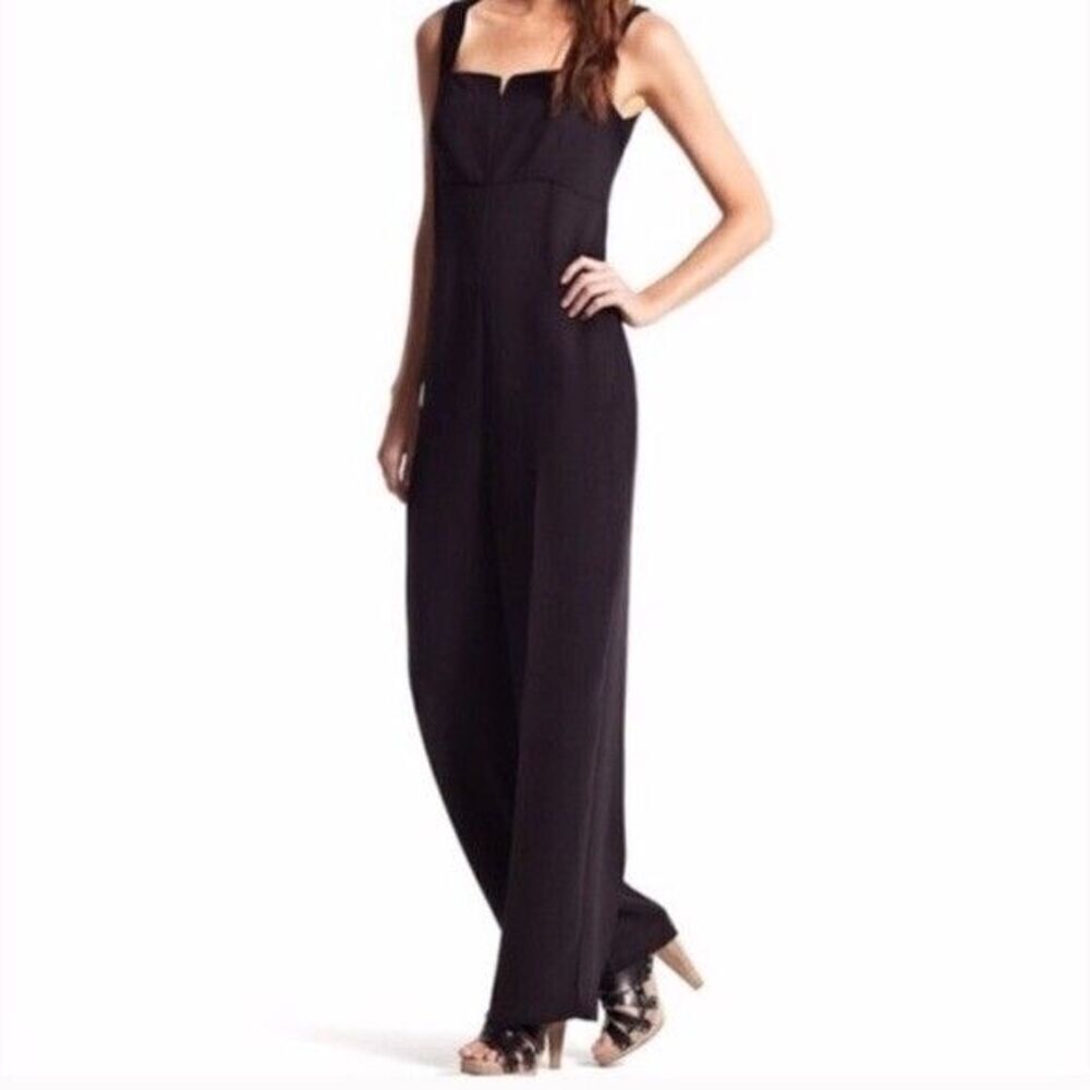DEREK LAM Design Nation Rio Jumpsuit Women Small Black Square Neck Side Zip NEW